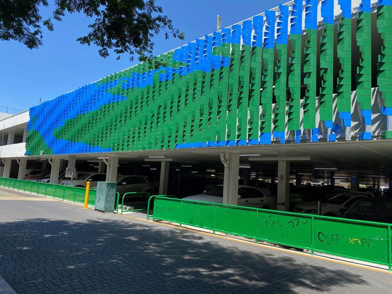 Blue & Green Powder Coated Wall — Powder Coating in Toormina, NSW