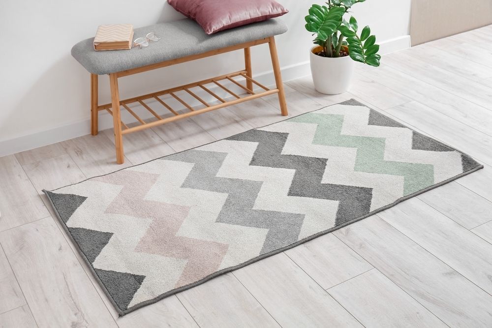 A Rug With a Chevron Pattern Next to a Bench — Taggerts Discount Carpets & Vinyls In California Gully, VIC