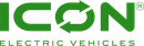 ICON Electric Vehicles logo in green with circular arrow icon and bold text