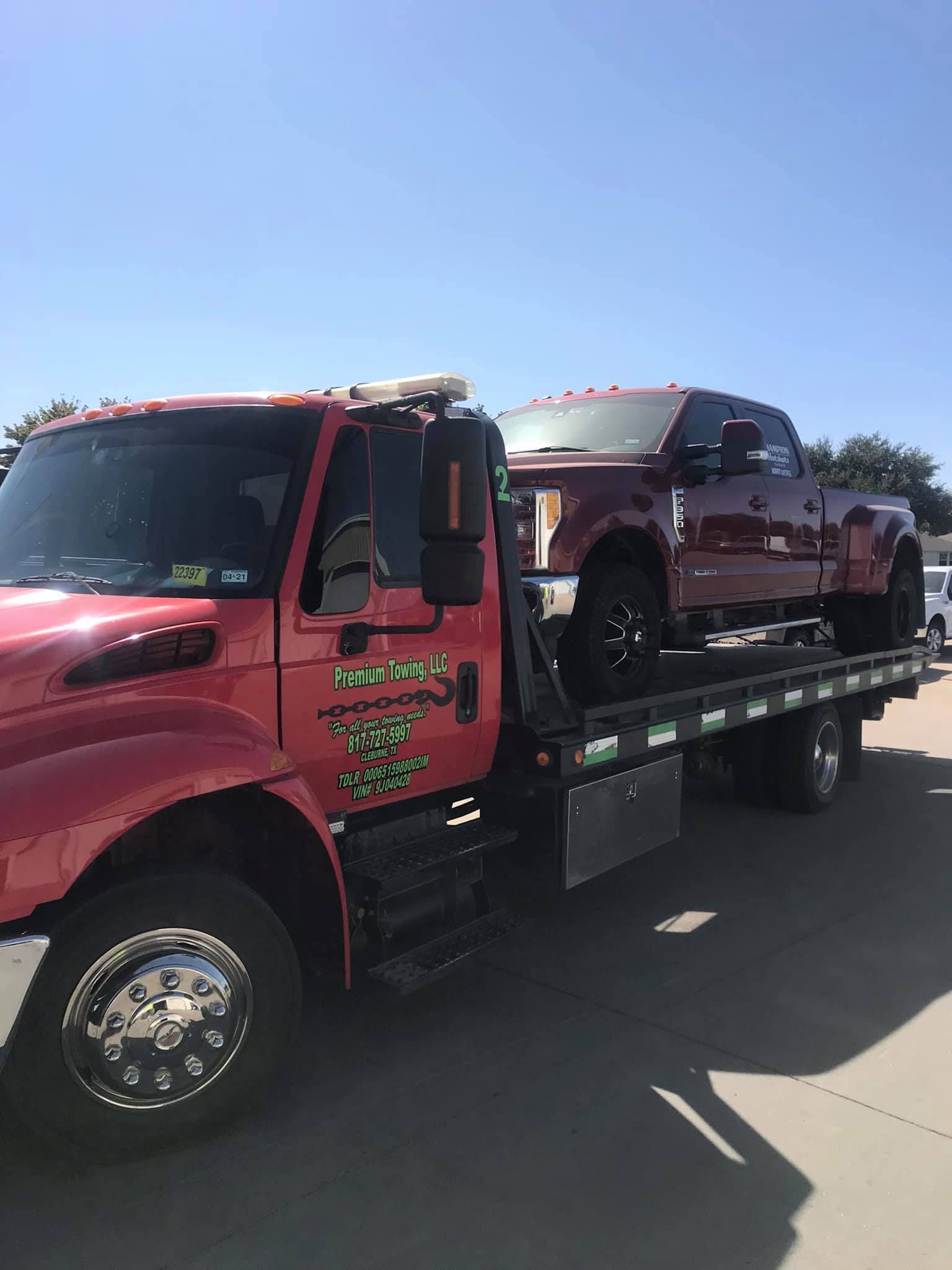 Premium towing loaded with a pickup truck