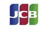 Logo JCB avec barres verticales bleues, rouges et vertes et lettres « JCB » blanches.