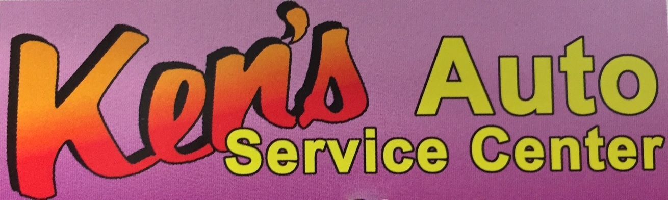 Ken's Auto Service Center logo with orange-yellow text and a purple background.