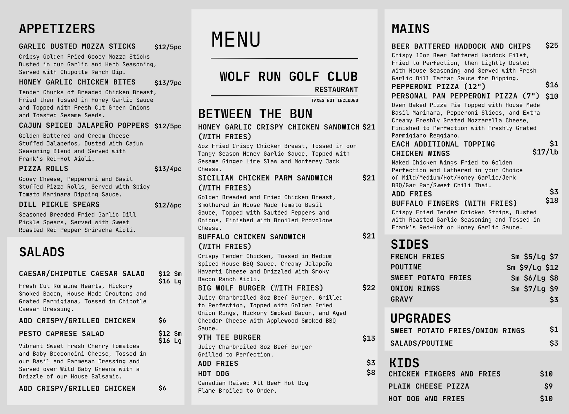 2025 Wolf Den Menu