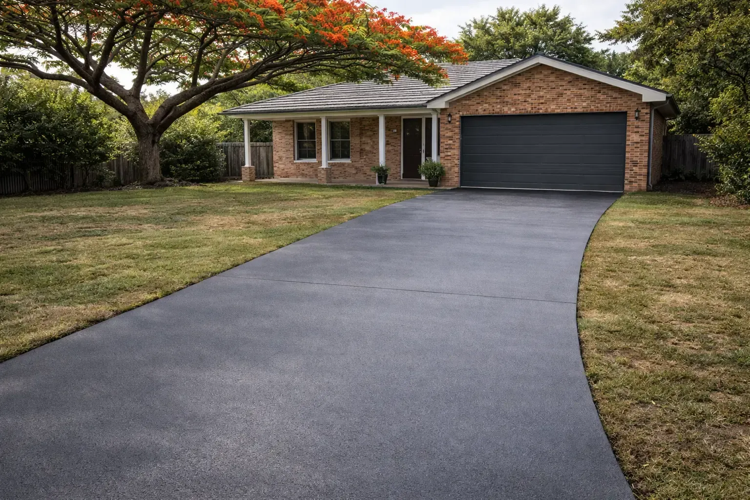 Slate grey coloured concrete driveway in South Townsville