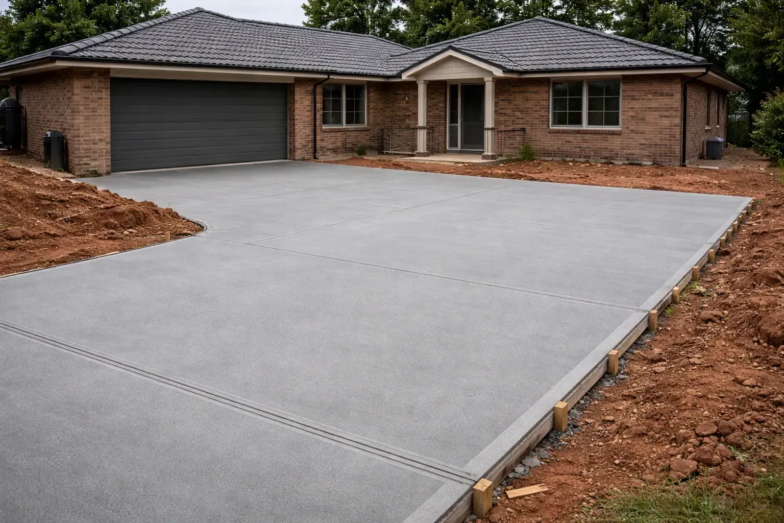 New concrete driveway leading to a brick house in Hyde Park, Townsville