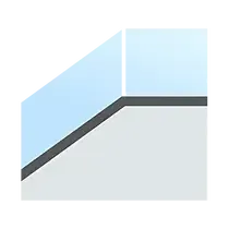 Angled view of a light blue surface above a grey surface, separated by a dark gray line.