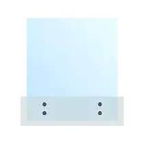 A light blue, rectangular panel with a clear base and four dark dots, likely attachment points.