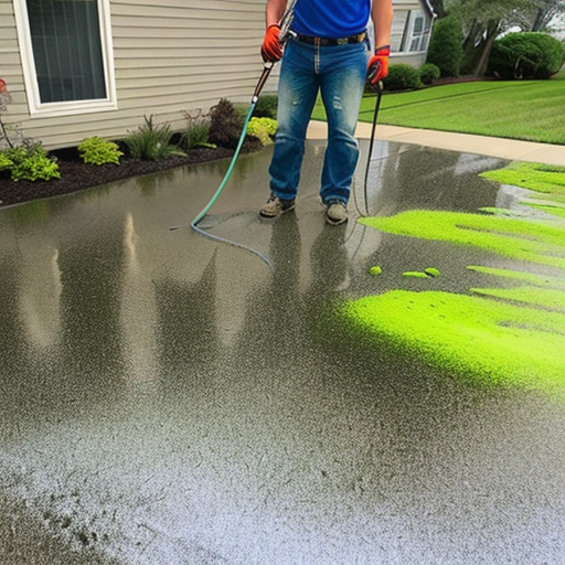 Clearing of mold from driveway using pressure washer
