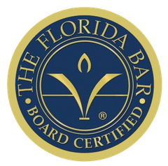 The logo for the florida bar board certified