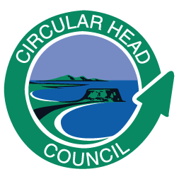 The logo for the circular head council shows a road going through the water