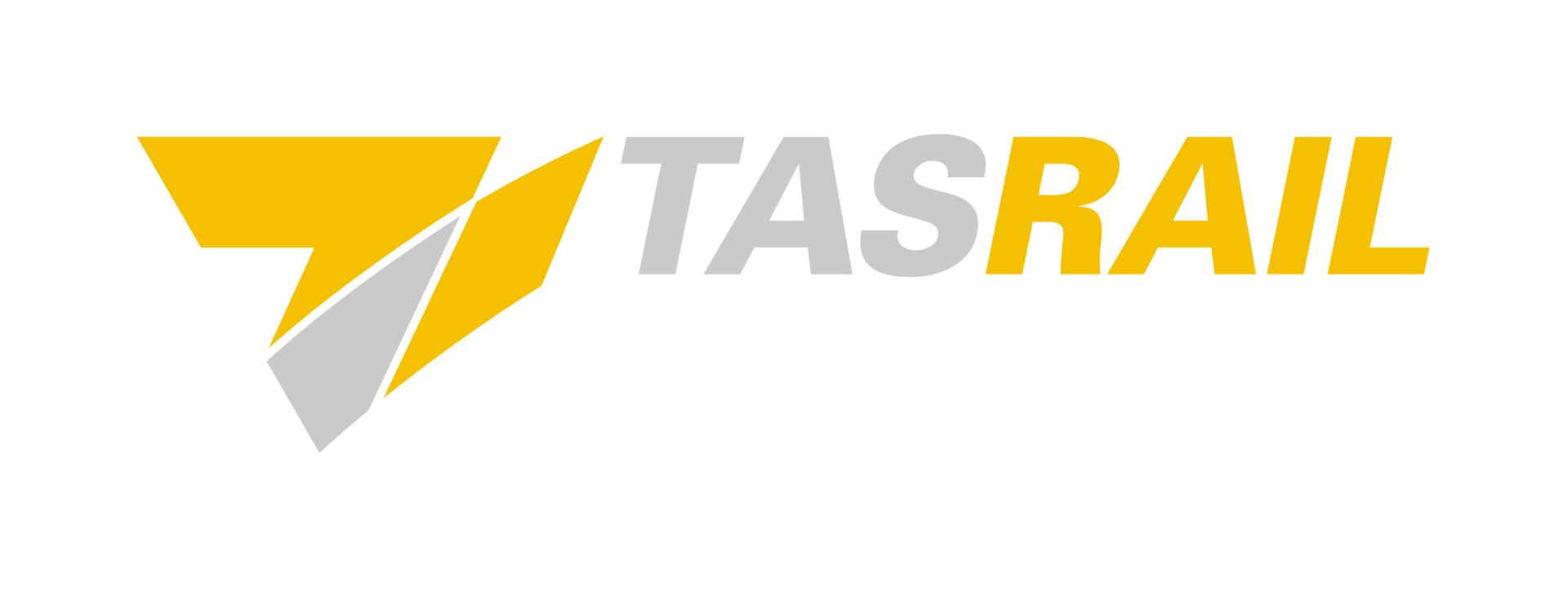 The tasrail logo is yellow and gray on a white background.