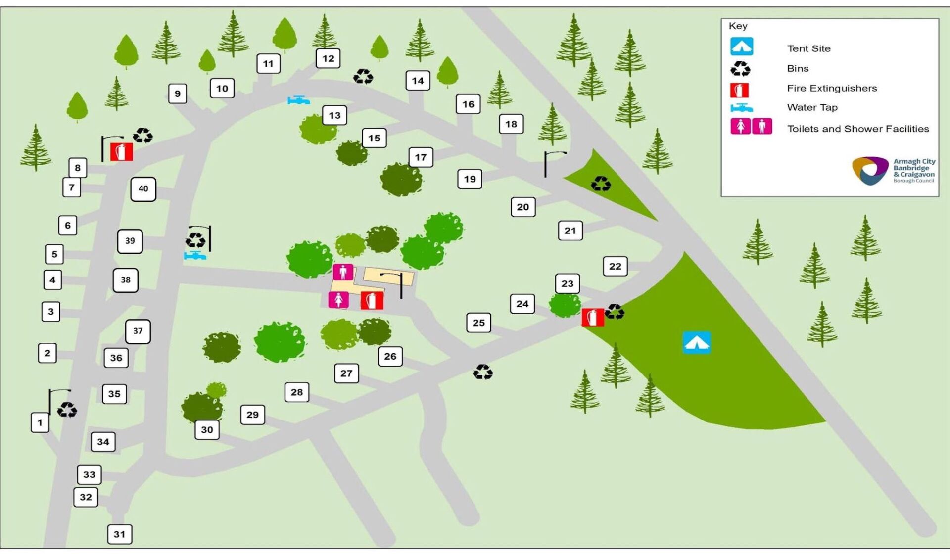 Main site map Gosford Forest Park CampingNI