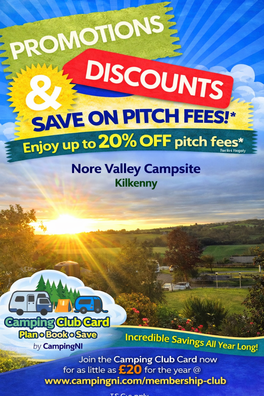 Nore Valley Campsite Kilkenny - Camping Club Card by CampingNI Nore Valley Campsite Kilkenny - Camping Club Card by CampingNI