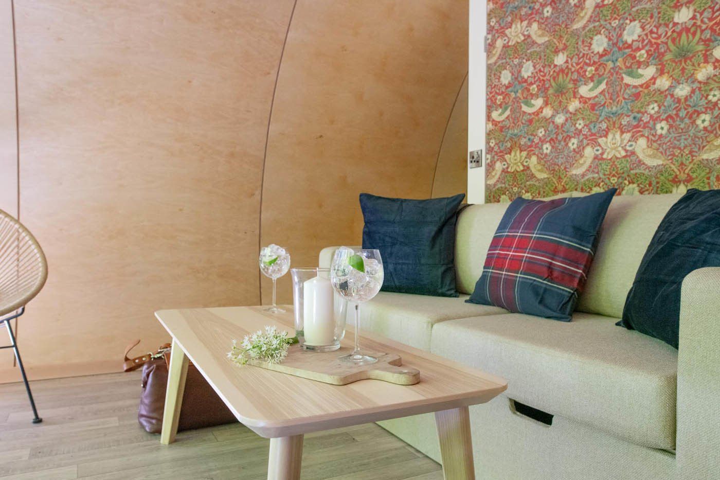 inside of glamping pods at Glenarm Castle