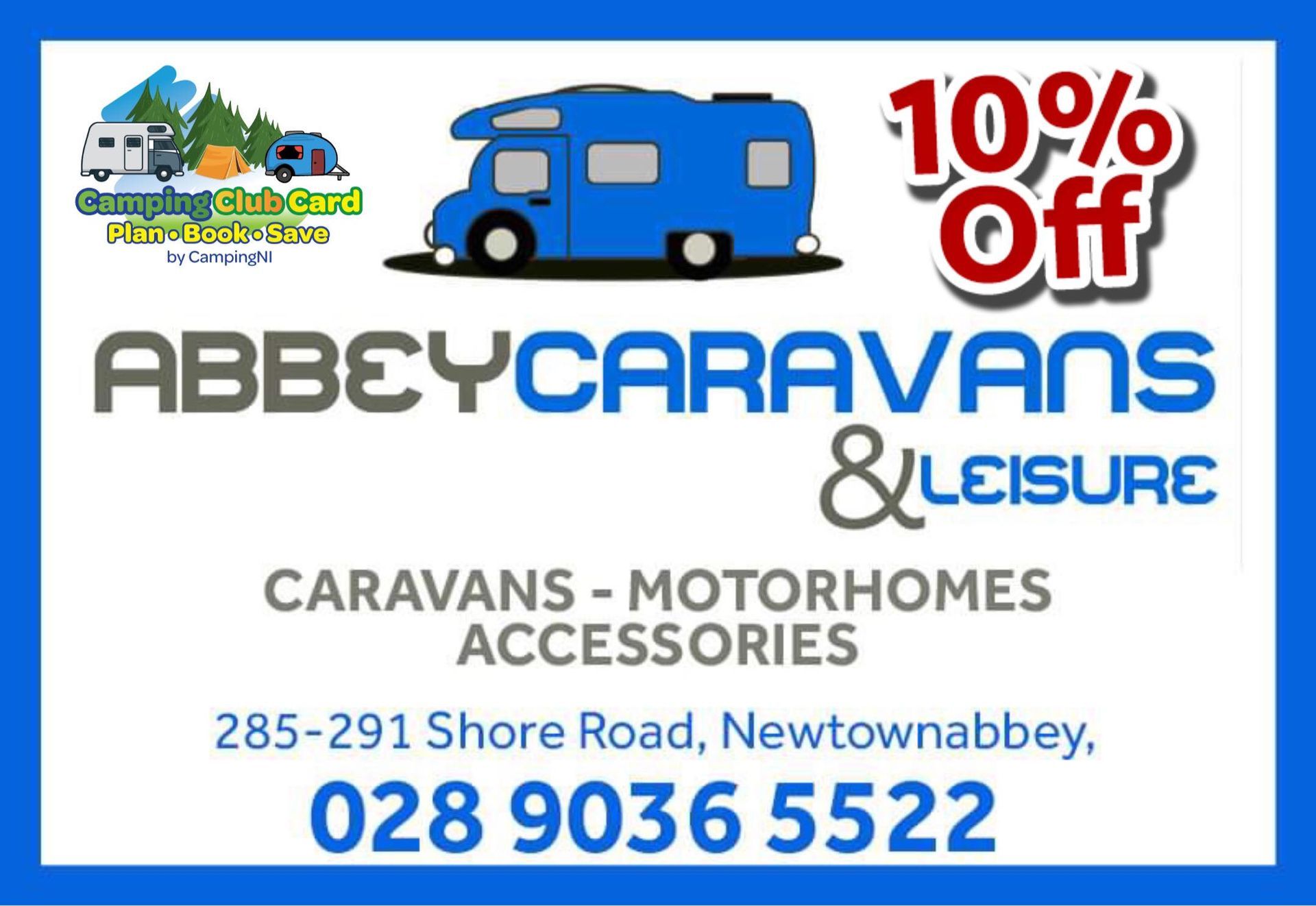 Abbey Caravans & Leisure Camping Club Card by CampingNI members discount
