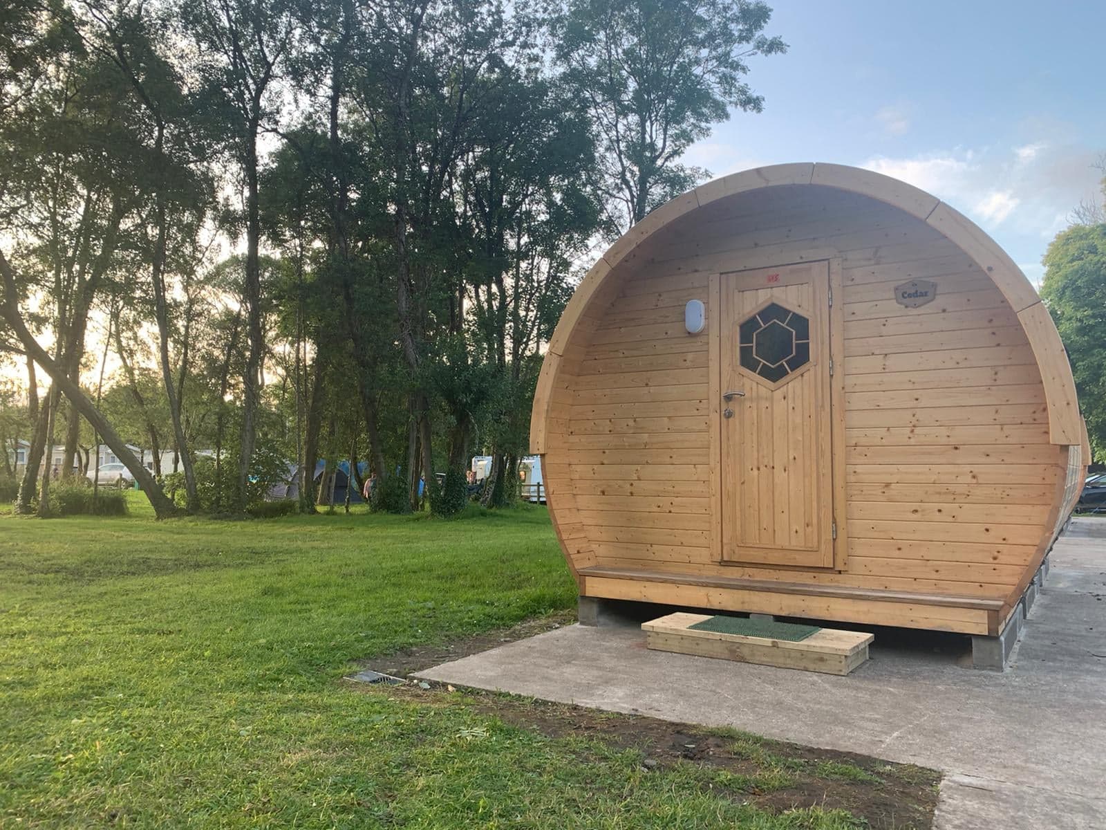 Log pods at Castle Archdale CampingNI