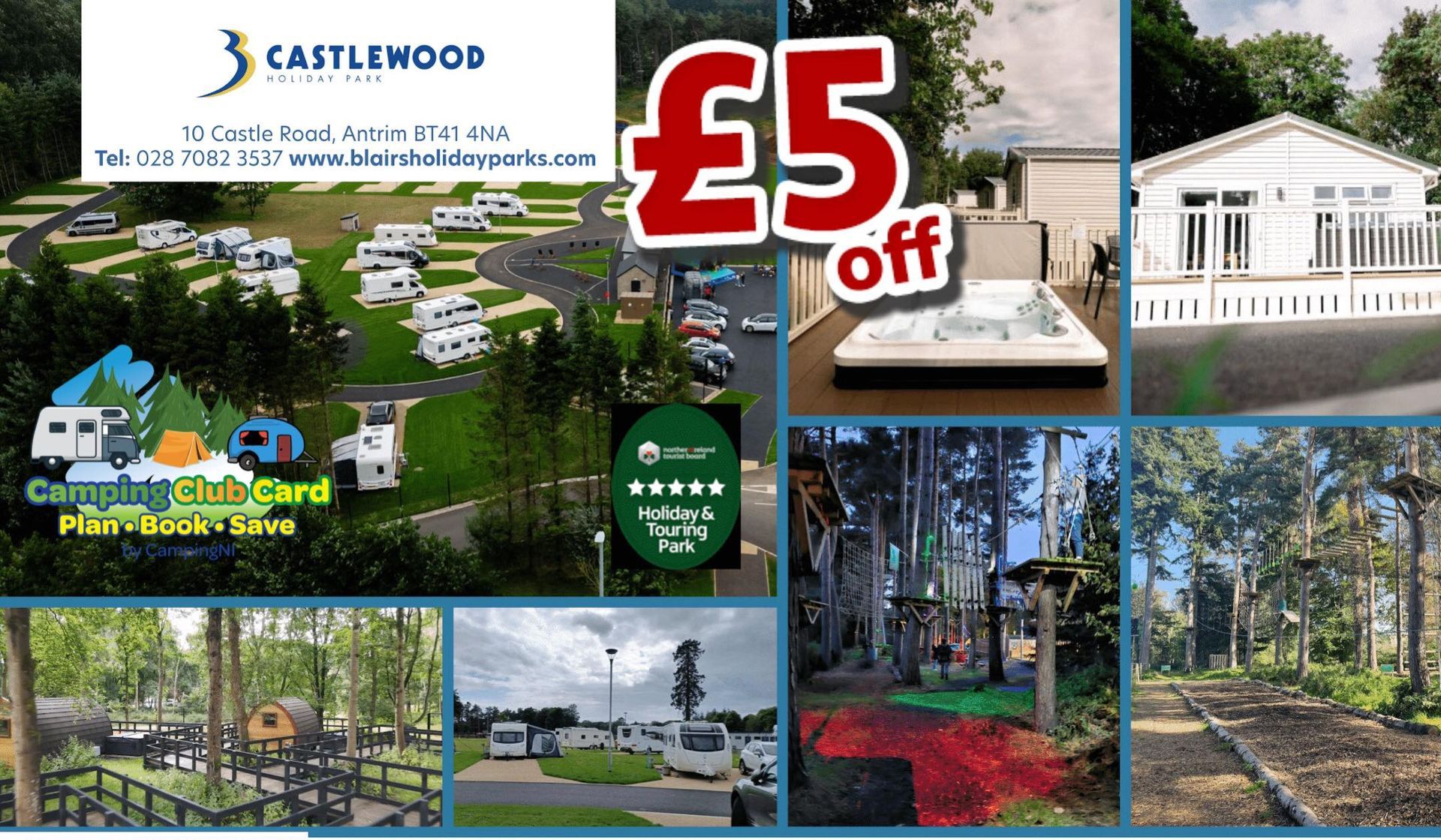 Castlewood Holiday Park in Antrim offers Camping Club Card members £5 off a night