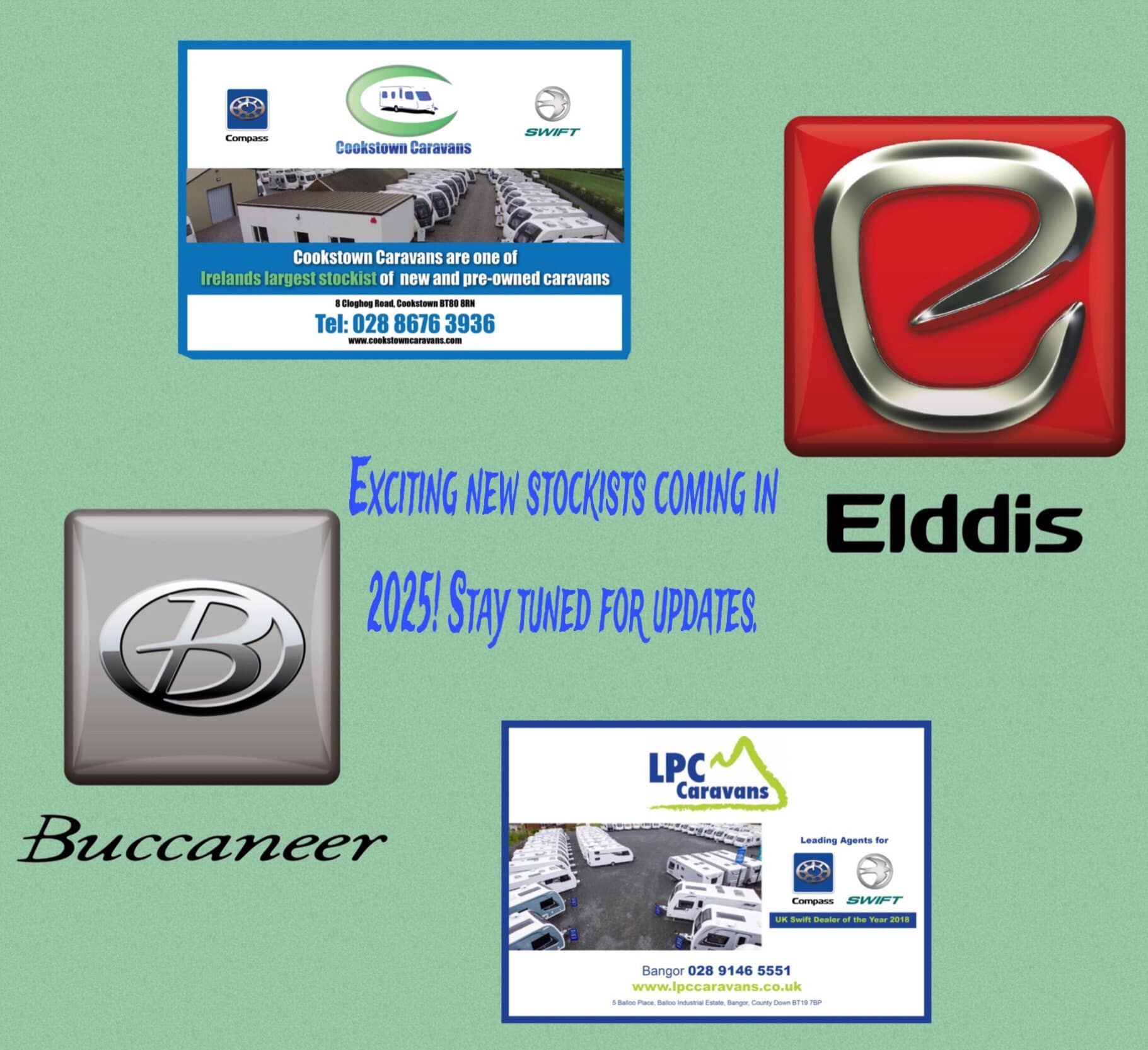 New stockists of Elddis and Buccaneer for 2025 Cookstown and LPC Caravans CCC