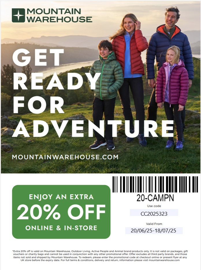 Mountain Warehouse discount Camping Club Card by CampingNI Mountain Warehouse discount Camping Club Card by CampingNI