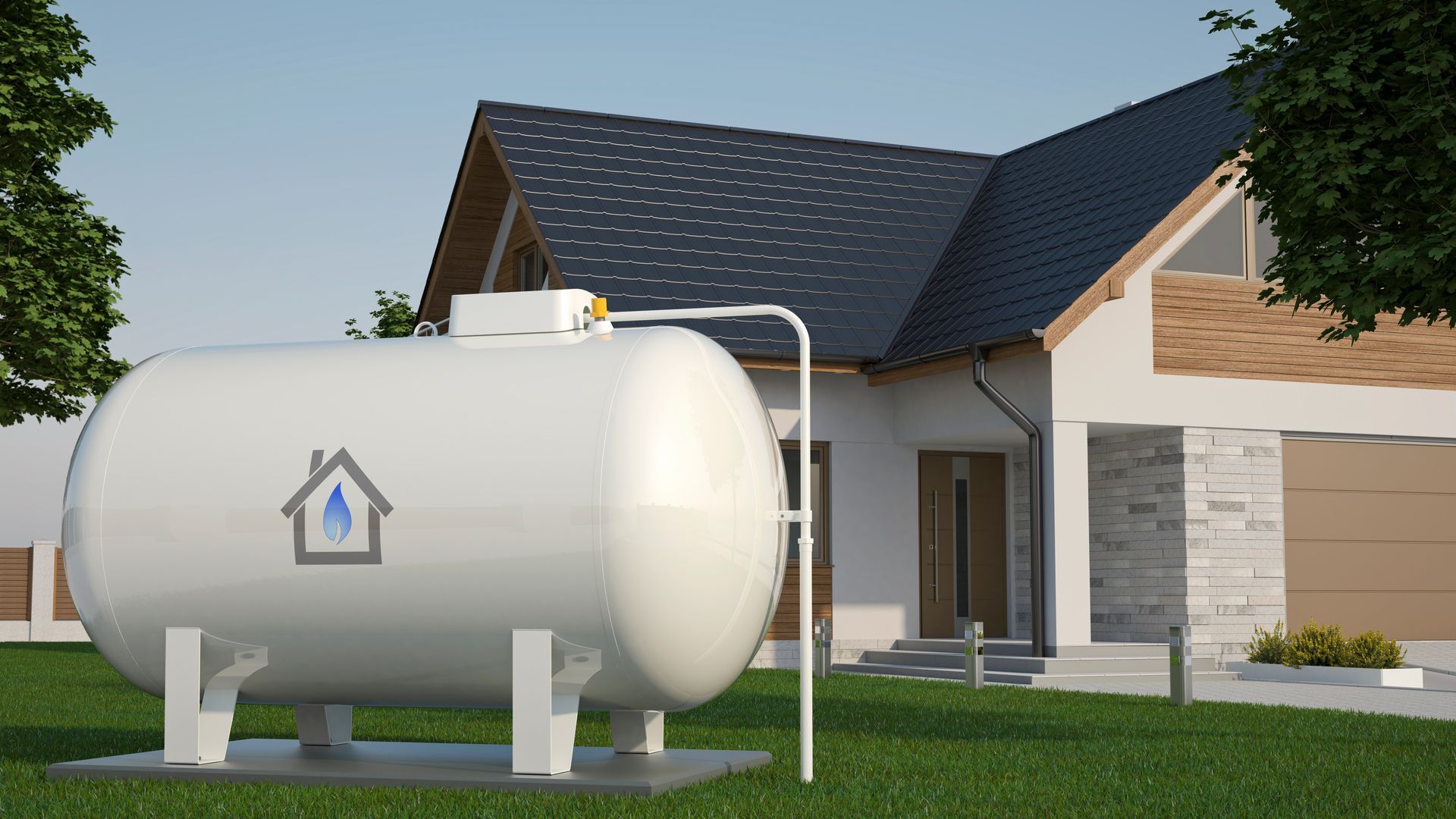 Outdoor propane tank highlighting efficient propane tank delivery services for residential comfort. Outdoor propane tank highlighting efficient propane tank delivery services for residential comfort.