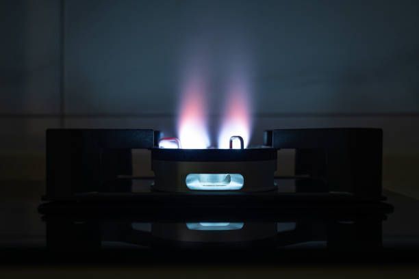 Close-up of the flame of the gas stove