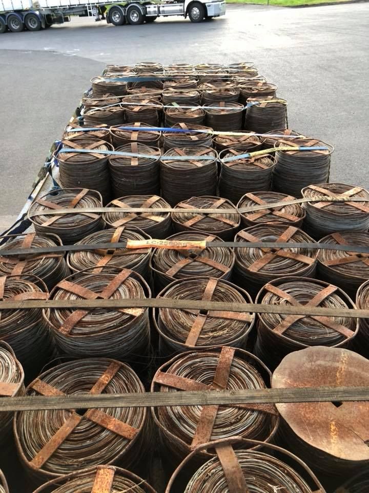 Flatbed Trailer Loaded With Numerous Spools Of Wire — H&H Metal Recycling in Bells Creek, QLD