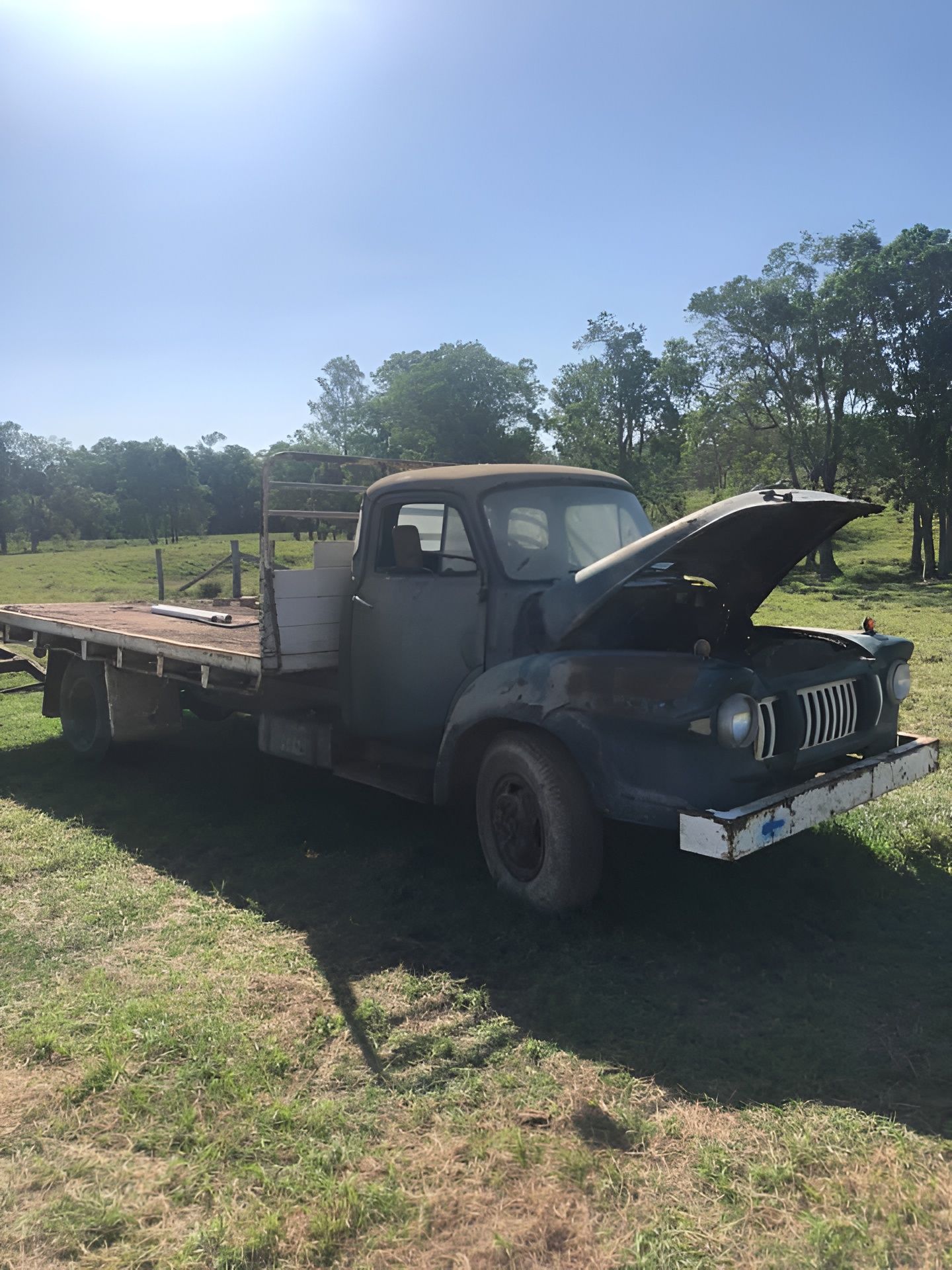 An Old Flatbed Truck With Its Hood Open — H&H Metal Recycling in Caloundra West, QLD