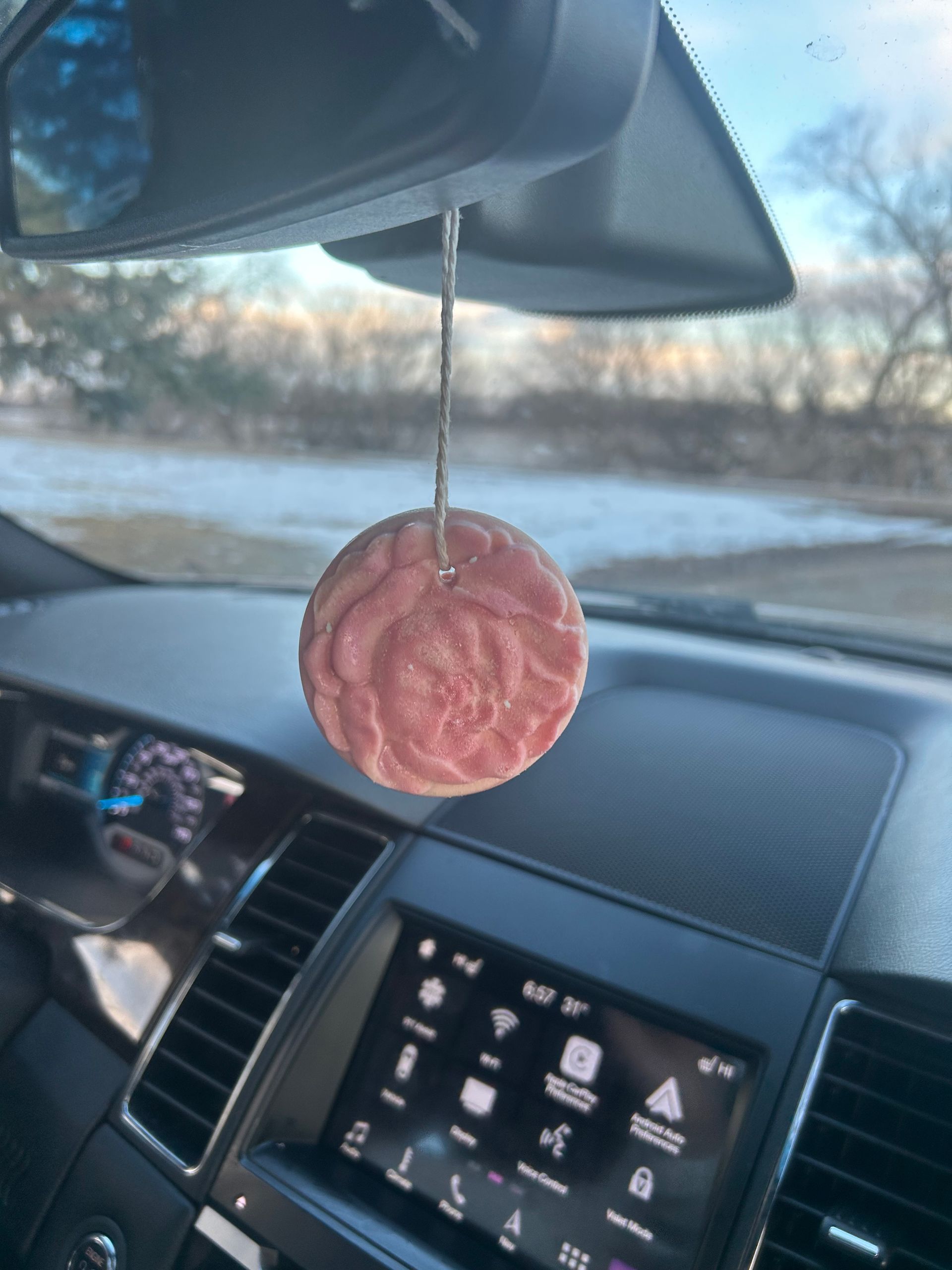 Medium Floral Wax Car Freshener - Cotton Candy - Light pink