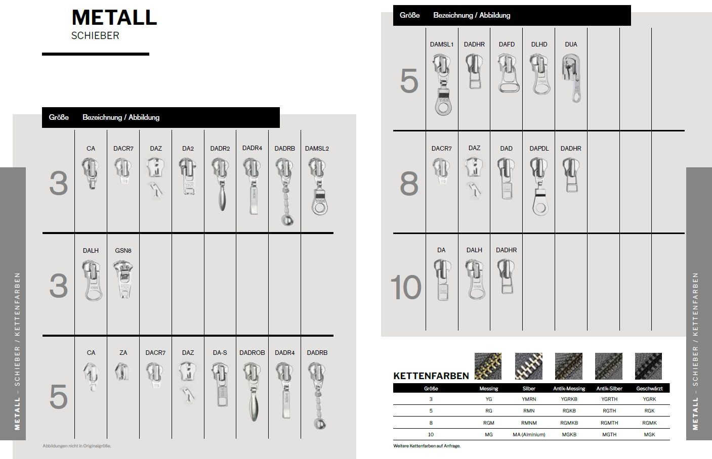 YKK - Reißverschluss Schieber für Metall Reißverschlüsse