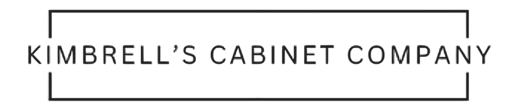 Logo for Kimbrell's Cabinet Company, text in a rectangular box.
