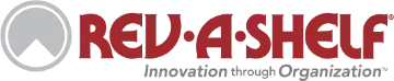 Red-A-Shelf logo with a gray circle and red text: