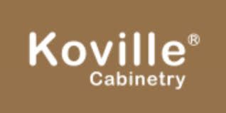 Logo for Koville Cabinetry in white text on a brown background.