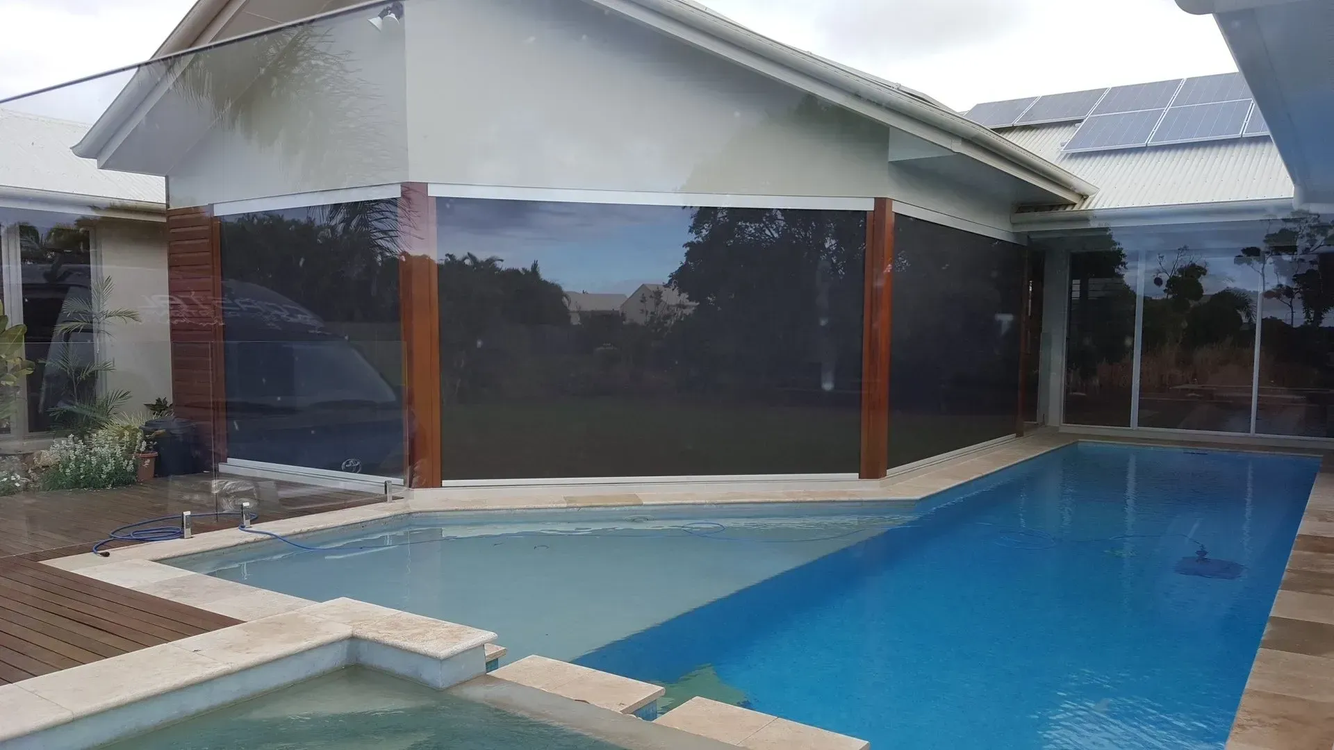 Dropdown Awnings Around The Pool — Shutters in Bundaberg, QLD