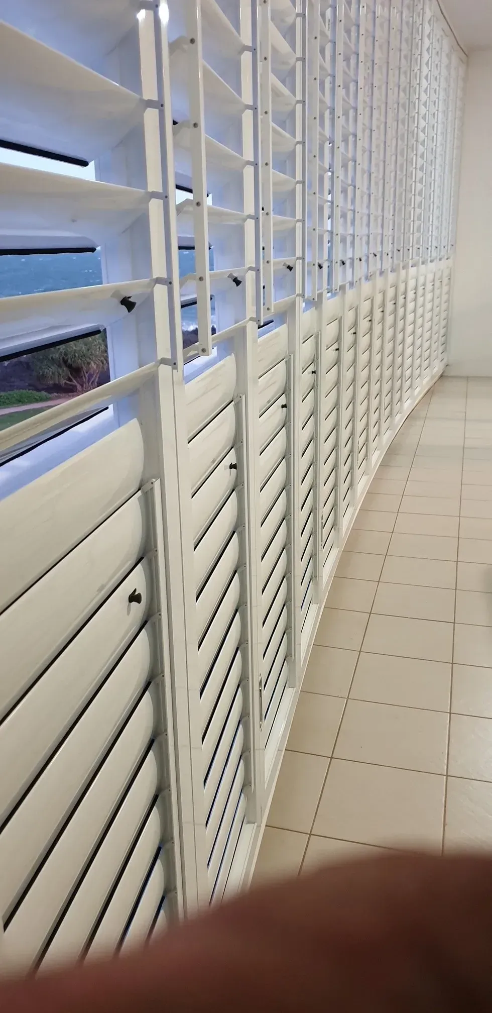 White Shutters Half Open — Shutters in Bundaberg, QLD