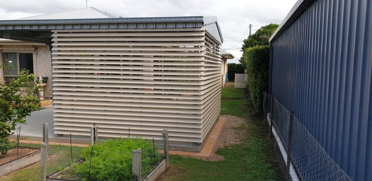 Metal Shutters Around Outdoor Area — Shutters in Bundaberg, QLD