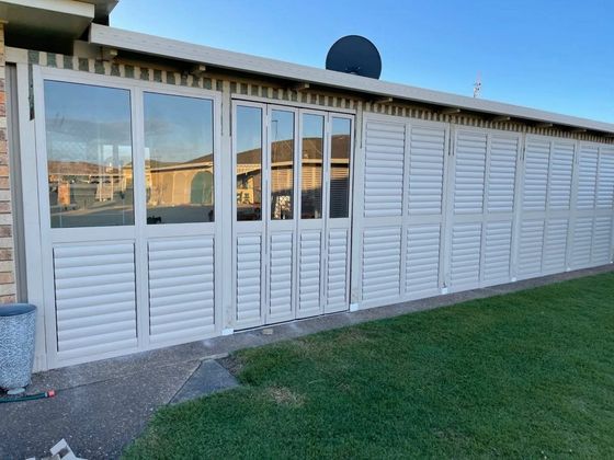 Outdoor White Shutters — Shutters in Bundaberg, QLD