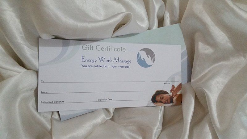Energy Work Massage Gift Vouchers