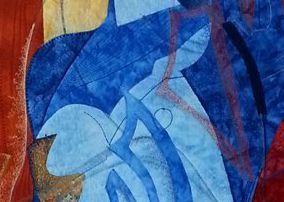 Textiel kunst Keerzijde III wanddoek detail II