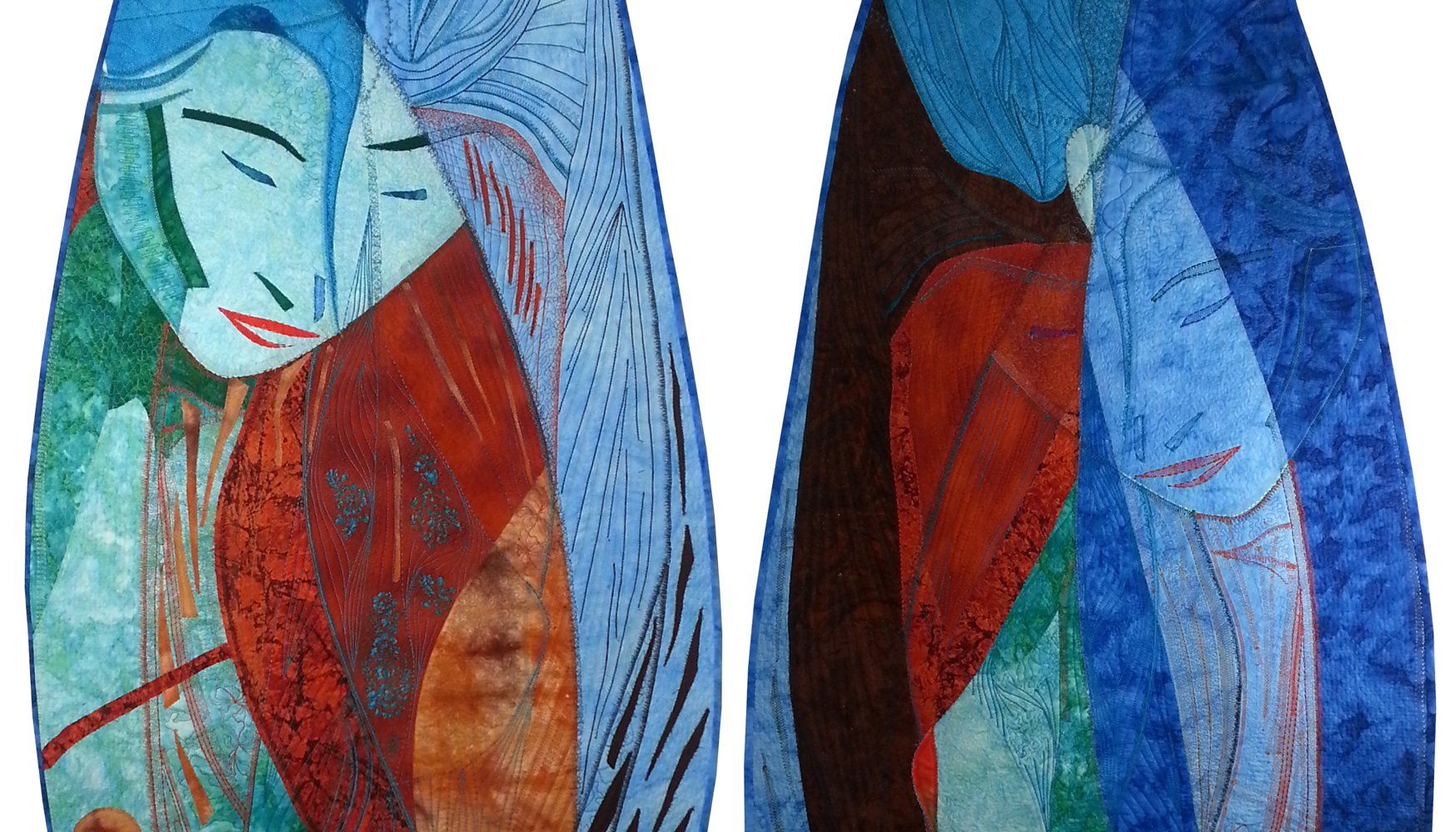 Aquarel bloemvormen semi abstract oranje