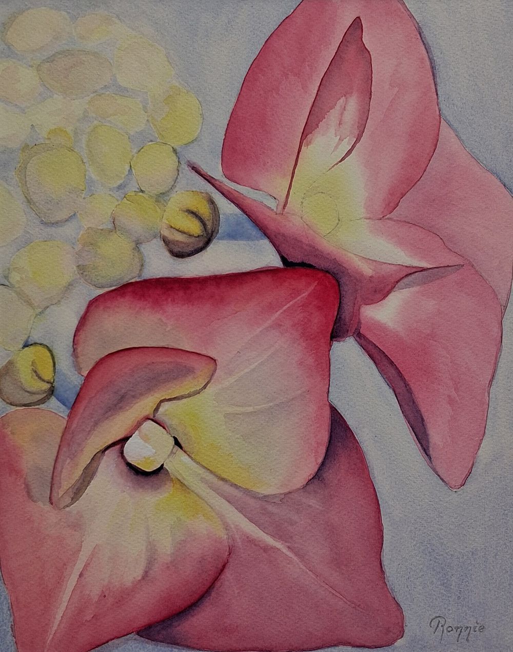 Aquarel semi abstract bloemvormen