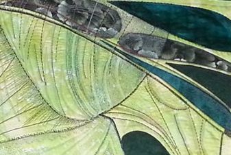 Textiel kunst Keerzijde II wanddoek