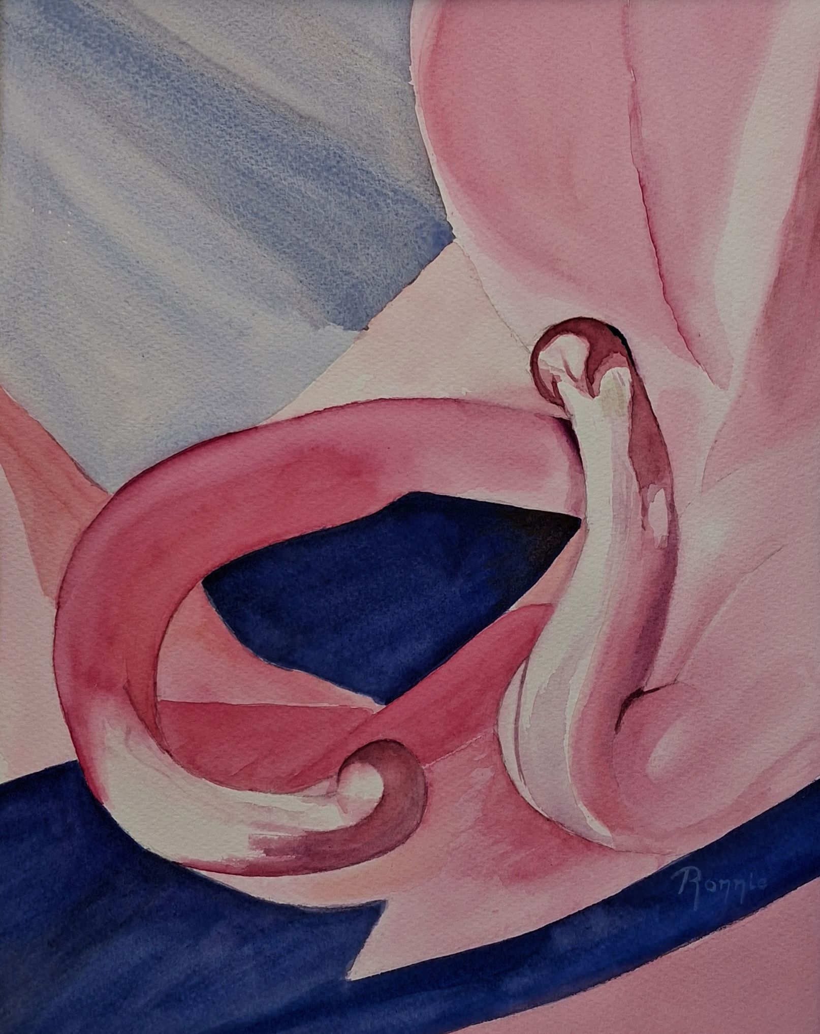 Aquarel semi abstract bloemvormen