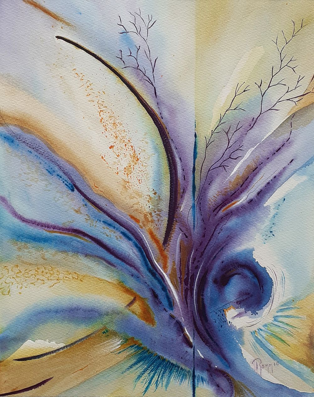 Abstract aquarel onderstroom