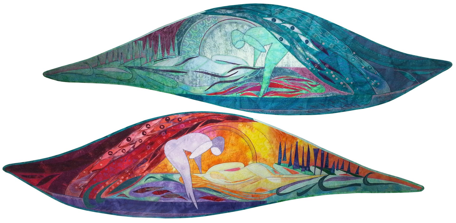 Textielkunst Spiegeling wanddoek