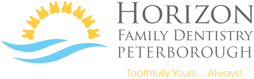 A logo for horizon family dentistry peterborough