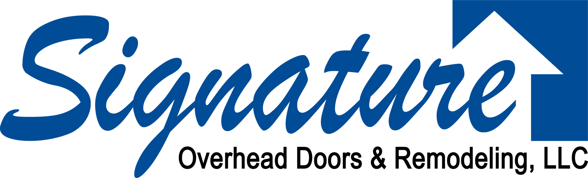 Signature Remodeling & Overhead Doors blue & black logo.