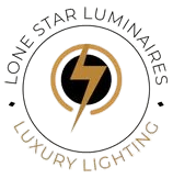 Lone Star Luminaires logo: Black and gold lightning bolt in a circle, surrounded by text.