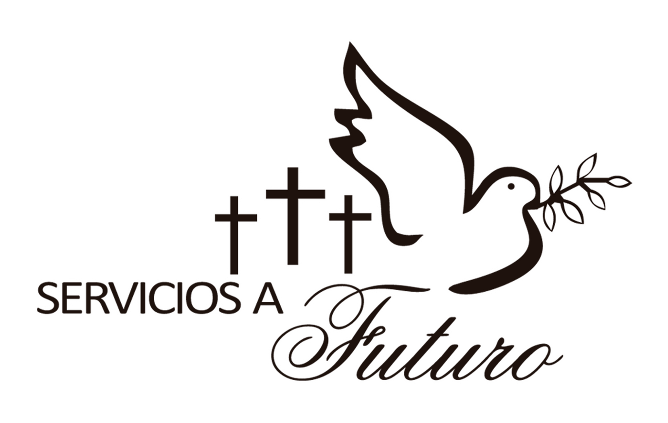 Un logotipo en blanco y negro para Servicios a Futuro.