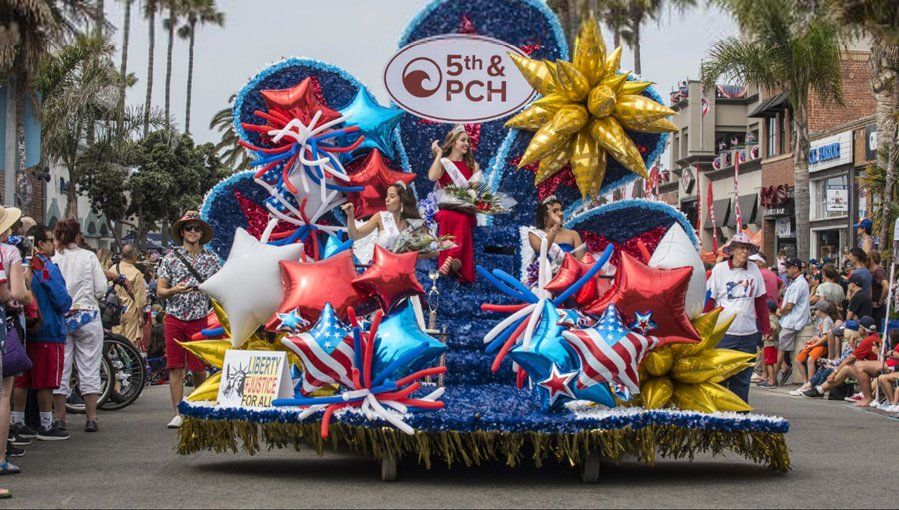 Rogers Marketing Services coordinated 4th of July  float entry for 5th & PCH with Miss Huntington Beach at downtown Huntington Beach 2019