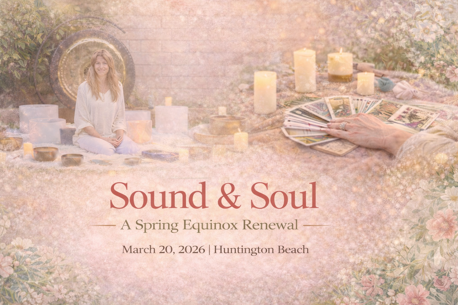 Spring Equinox renewal event features sound bath by Terry Ann with Art of Sound, and mediumship demonstration by Dawn Luehrs. Readings and healings from Party Queen Psychics. Mindful market and Fashion Pop-Up by Sherry Hardesty with Cali Fashions.